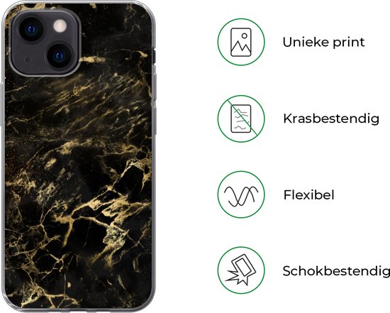 Coque iPhone 13 mini - Zwart - Or - Peinture - Coque en Siliconen