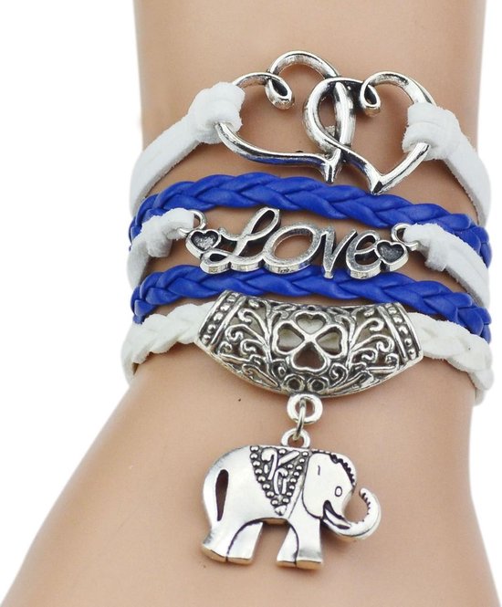 stijl Onverbiddelijk Behoort Fako Bijoux® - Multi Armband - Harten Love Olifant - Wit/Blauw | bol.com