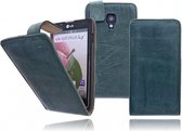 Devills Dark Green LG Optimus L7 2 Lederen Flip case case Telefoonhoesje