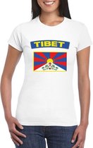 T-shirt met Tibetaanse vlag wit dames S