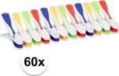 Gekleurde wasknijpers - 60 stuks - plastic knijpers / wasspelden
