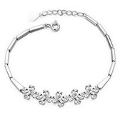 Zilveren armband vijf klavertjes vier S925 platinum plated