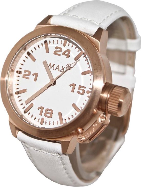Max 5-MAX461 - Dames horloge - lederen band - wit - ø 42 mm