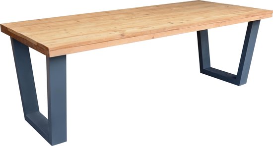 Eettafel "New York" antraciet industriële tafel V-poot 95/200cm - eetkamertafel - eettafel woonkamer - eettafel hout