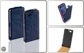 Lelycase Vintage Nevy Blue Lederen Flip Case Hoesje Sony Xperia Z1 Mini Compact