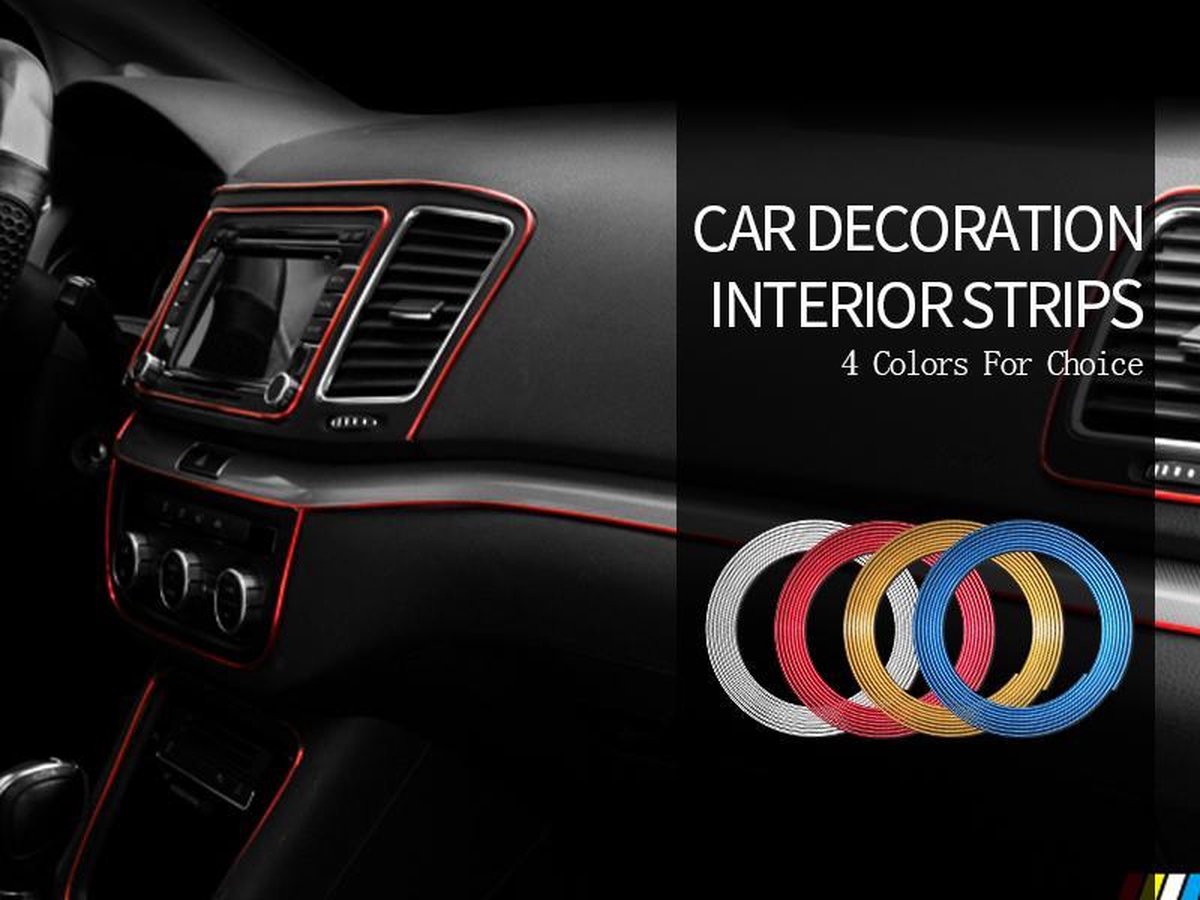 Auto Interieur Strips - 5M - Makkelijk te bevestigen - Auto restyling - Rood