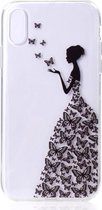 Shop4 - iPhone Xr Hoesje - Zachte Back Case Vlinder Meisje Transparant