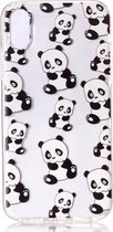Shop4 - iPhone Xs Hoesje - Zachte Back Case Panda's Transparant