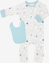 Verhip boxpakje + slabbetje - Babykleding – Baby kleding set – meegroei mouwen –  jongen - Biologisch katoen – Kraam cadeau - 62/68