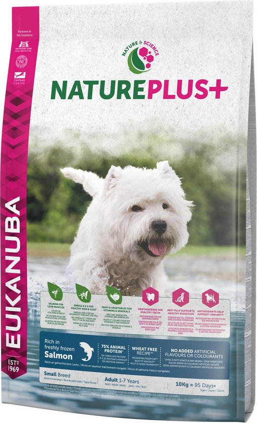 bol.com | Eukanuba Natureplus+ Adult Small Breeds Zalm&Gevogelte&Rijst 10 kg