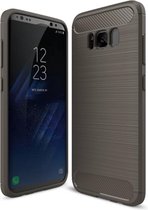 Hoesje geschikt voor Samsung Galaxy S8+ / S8 Plus - Rugged Armor / Geborsteld TPU Grey Premium Case (Grijs Silicone Hoesje / Cover)