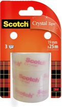 Scotch® Crystal Clear Tape, Navullingen, 19 mm x 25 m, 3 rollen
