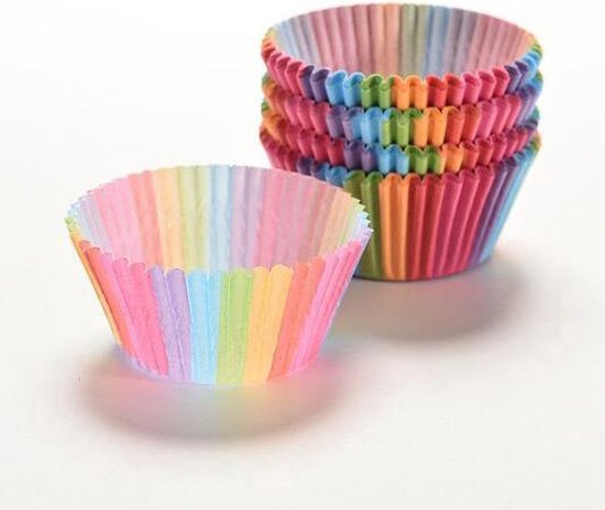 Cupcake Vormpjes - Stuks Rainbow Multicolor Ronde Muffin Vormen Cakejes... | bol.com