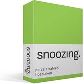 Snoozing - Hoeslaken  - Eenpersoons - 80x200 cm - Percale katoen - Lime