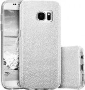 HB Hoesje Geschikt voor Samsung Galaxy S7 Edge - Glitter Back Cover - Zilver