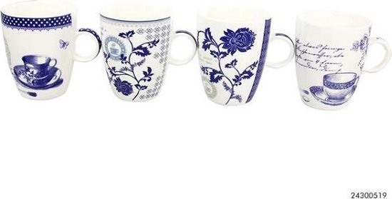 Koffiemok 'floral' blauw/wit. U ontvangt 1 van deze soort. | bol.com