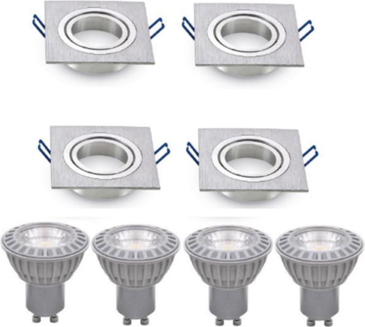 Lot De 5 Spots Encastrables LED GU10 - Dimmable - Blanc Neutre - Alu Brossé