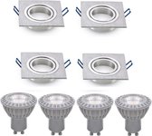 LED inbouwspot - GU10 dimbaar  | Zilver (set van 4 stuks)