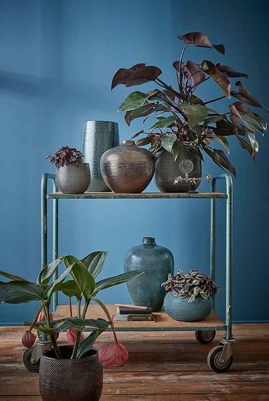 Mica Decorations pot rond Gabriel bordeaux dimensions en cm: 20 x 25