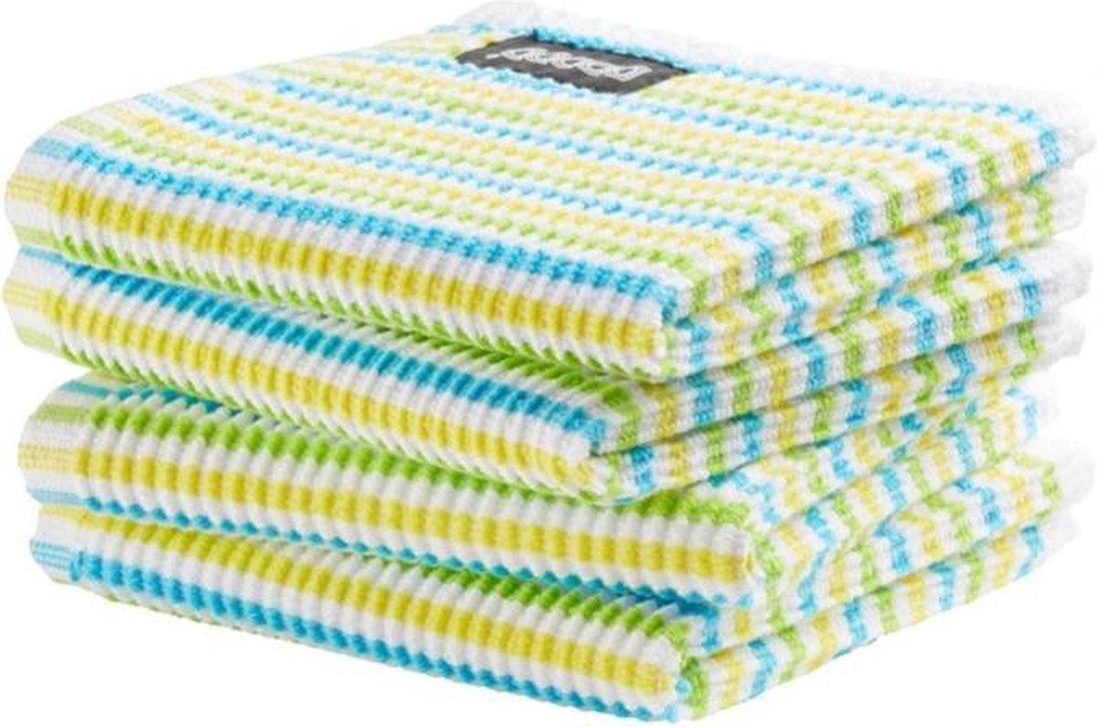 Lot De 4 Torchons De Cuisine DDDDD Classic Stripe - 30x30 Cm, 100% Coton, Gris Clair - Absorption Optimale