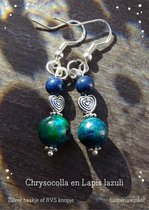 Lapis lazuli met Chrysocolla oorhangers