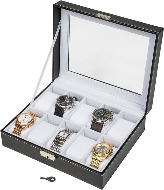 Horloge box voor 10 horloges 401536 - Zwart