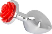 You2Toys - Plug anal en aluminium avec rose pour la surface brillante de l'oeillet brun - Argent
