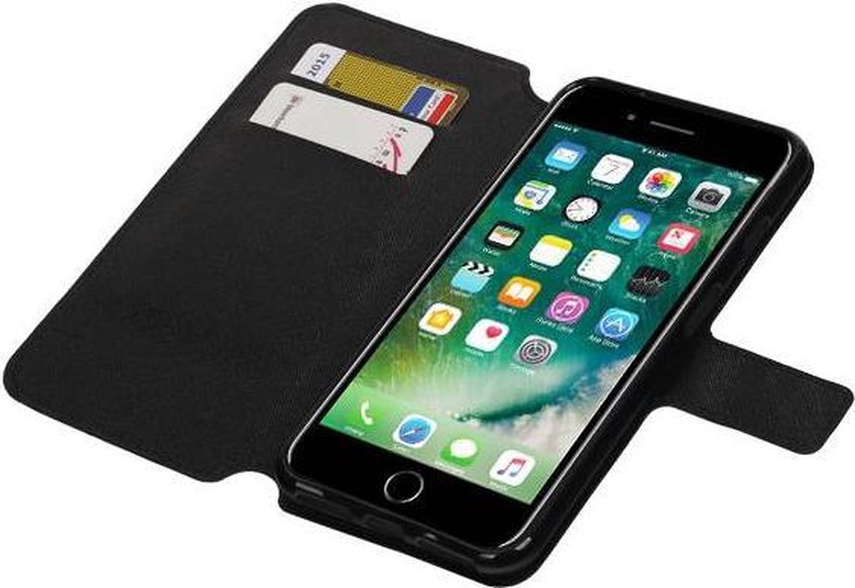 Zwart fashion case tpu bookcase voor Apple iPhone 7 Plus hoesje