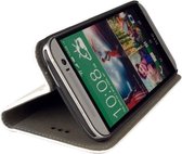 Lelycase Wit Stand Book case case HTC One M8 hoesje