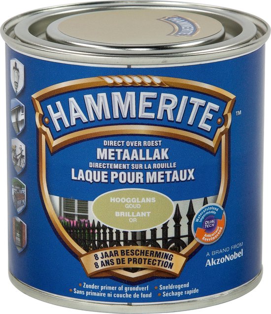 Hammerite Metaallak - Hoogglans - Goud - 0.25L | bol.com