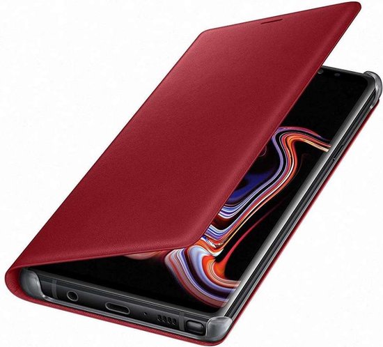 Samsung Wallet Echt Leer Bookcase voor de Samsung Galaxy Note 9 - Rood