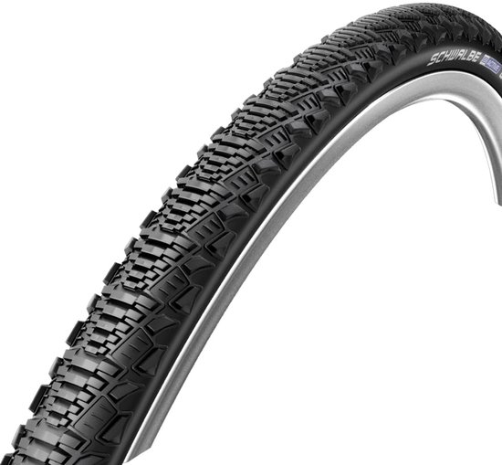 Zwarte Schwalbe CX Comp fietsband met een robuust profiel voor grip, 700 x 38C.