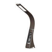 PLATINET PDLU2BR Design LED bureaulamp 7W met display klok en temperatuur, USB oplader, koudwit, kunstleder, bruin