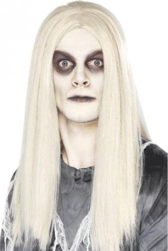 bijtend rol Sinewi Halloween Spook pruik lang wit haar | bol.com
