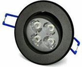 LED Inbouwspot 12W - Zwart - Dimbaar - Kleur: Warm Wit