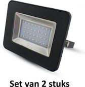 10W LED Bouwlamp| Zwart |4000K (Koel  Wit)|vervangt 50W halogeen | Set van 2