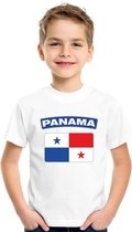 T-shirt met Panamese vlag wit kinderen XS (110-116)