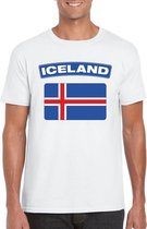 T-shirt met IJslandse vlag wit heren L