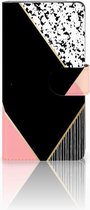 Sony Xperia XZ1 Bookcase Hoesje Black Pink Shapes