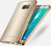 Hoesje geschikt voor Samsung Galaxy S7 Edge - Electroplating TPU Case Transparant met Gouden Bumper (Golden Silicone Hoesje)