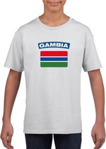 Gambia t-shirt met Gambiaanse vlag wit kinderen 146/152
