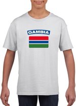 T-shirt met Gambiaanse vlag wit kinderen L (146-152)