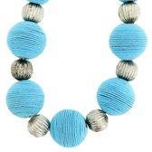 Ketting met blauwe en zilver-kleur kralen