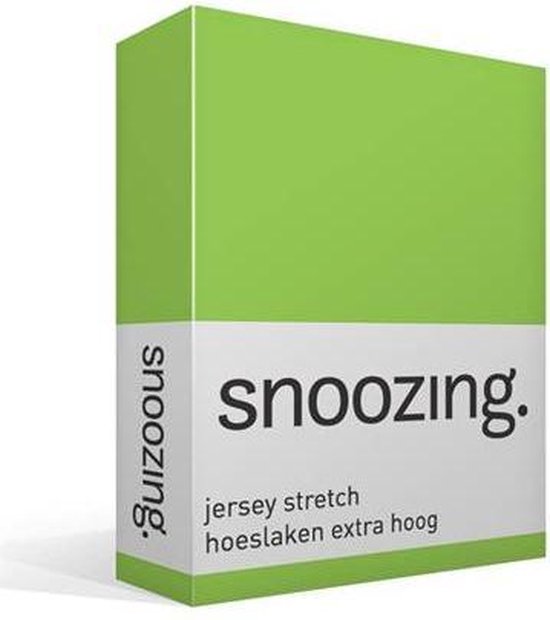 Snoozing Jersey Stretch - Hoeslaken - Extra Hoog - Lits-jumeaux - 160/180x200/220 cm - Lime