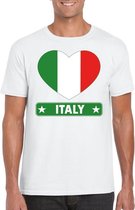 Italie hart vlag t-shirt wit heren XXL