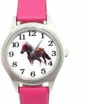 Paard -horloge- Midden Roze- extra batterij- 26 mm- leer Charme Bijoux