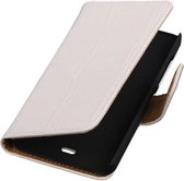 Croco Bookstyle Wallet Case Hoesjes Geschikt voor Microsoft Lumia 430 Wit