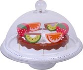 Mamamemo Etagiere Met Taart En Stolpdeksel Hout 19,5 Cm Wit