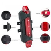 Feu arrière de vélo - Feu arrière de vélo - Rouge - LED - Rechargeable - USB - Lampe de vélo