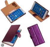 Etui en cuir PU lilas pour Sony Xperia Z3 Book / Wallet Case / Cover